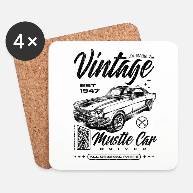 Ich bin nicht alt, ich bin Oldtimer Oldtimer Jahrgang 1947 - Untersetzer (4er-Set) - Weiß