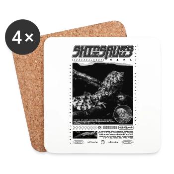 Crocodile chinois lézard Shinisaurus crocodilurus - Dessous de verre (lot de 4) - blanc - Devant