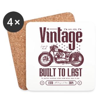 Vintage Motorcycle Bikers Motorbike Birthday 2014 - Coasters (set of 4) - white - Front