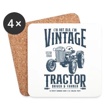 Oldtimer Traktor Bauer Geburtstag Jahrgang 1958 - Untersetzer (4er-Set) - Weiß - Vorne