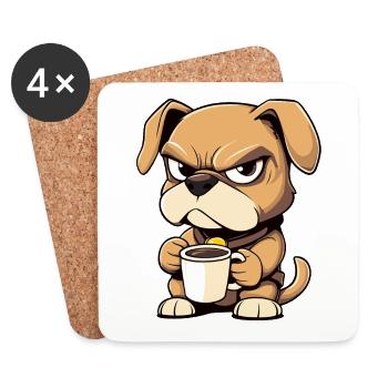 Dessin animé de chien - Dessous de verre (lot de 4) - blanc - Devant