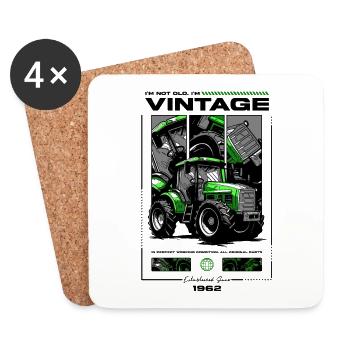 Oldtimer Traktor Bauer Geburtstag Jahrgang 1962 - Untersetzer (4er-Set) - Weiß - Vorne
