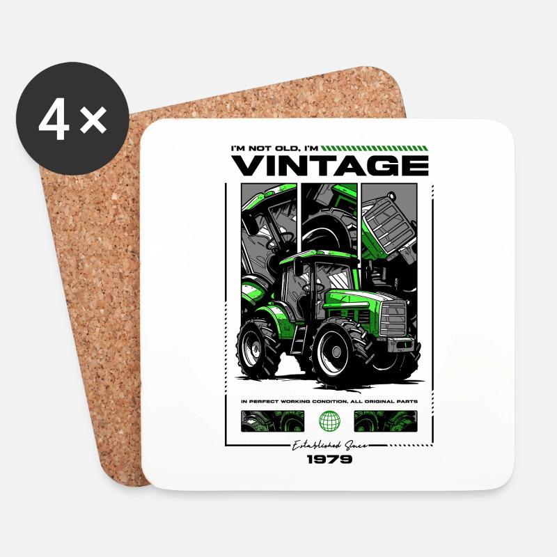Oldtimer Traktor Bauer Geburtstag Jahrgang 1979 - Untersetzer (4er-Set) - Weiß