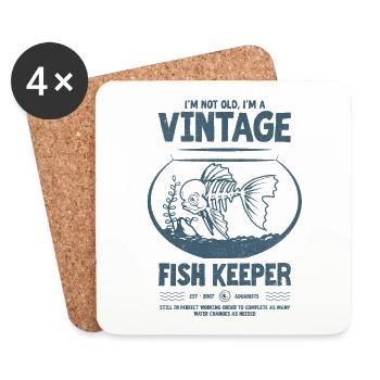 Vintage Fish Keeper Tropischer Fisch Geburtstag 2007 - Untersetzer (4er-Set) - Weiß - Vorne
