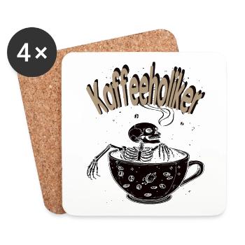 Kaffeeholiker Kaffee Skelett - Untersetzer (4er-Set) - Weiß - Vorne