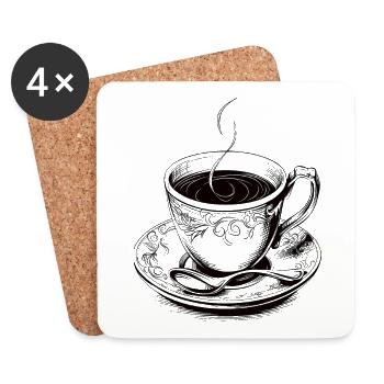 Tea in a teacup classic vintage - Coasters (set of 4) - white - Front