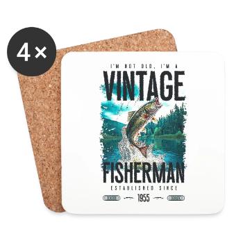 Vintage Trout Fisherman Fishing Birthday 1955 - Coasters (set of 4) - white - Front