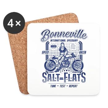 Bonneville Salt Flats Moto Racing Vintage - Dessous de verre (lot de 4) - blanc - Devant