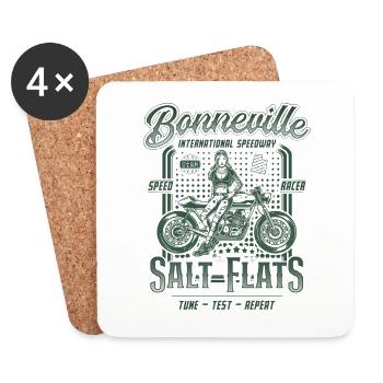 Bonneville Salt Flats Moto Racing Vintage - Dessous de verre (lot de 4) - blanc - Devant