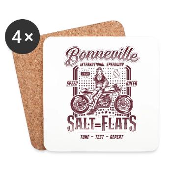 Bonneville Salt Flats Moto Racing Vintage - Dessous de verre (lot de 4) - blanc - Devant