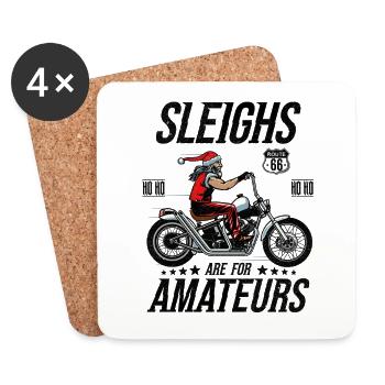 Christmas Motorcycle Sleighs Are For Amateurs - Coasters (set of 4) - white - Front