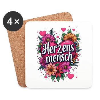 Herzensmensch, Valentinstag Geschenk Idee, - Untersetzer (4er-Set) - Weiß - Vorne