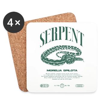 Carpet Python Modern Reptile Keeper Streetwear - Coasters (set of 4) - white - Front