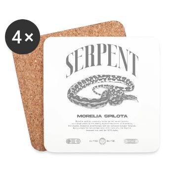 Carpet Python Modern Reptile Keeper Streetwear - Coasters (set of 4) - white - Front