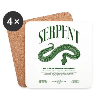 Blood Python Modern Reptile Keeper Streetwear - Coasters (set of 4) - white - Front