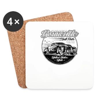 Bonneville Salt Flats Voiture de course Hot Rod vintage - Dessous de verre (lot de 4) - blanc - Devant