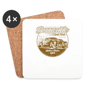 Bonneville Salt Flats Voiture de course Hot Rod vintage - Dessous de verre (lot de 4) - blanc - Devant