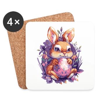 Oeuf de Pâques Lapin de Pâques - Dessous de verre (lot de 4) - blanc - Devant