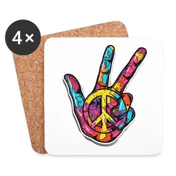 Peace Symbol Frieden love Menschenrechte - Untersetzer (4er-Set) - Weiß - Vorne