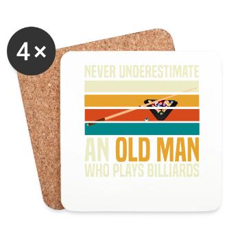 Never Underestimate An Old Man Billiards - Untersetzer (4er-Set) - Weiß - Vorne