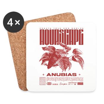 Aquascaping Anubias Aquatic Plant Fish Keeper - Coasters (set of 4) - white - Front