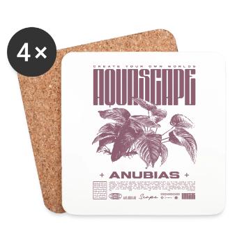 Aquascaping Anubias Aquatic Plant Fish Keeper - Coasters (set of 4) - white - Front