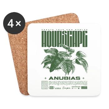 Aquascaping Anubias Aquatic Plant Fish Keeper - Coasters (set of 4) - white - Front