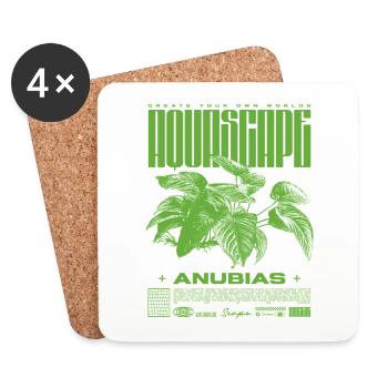 Aquascaping Anubias Aquatic Plant Fish Keeper - Coasters (set of 4) - white - Front