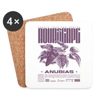 Aquascaping Anubias Aquatic Plant Fish Keeper - Coasters (set of 4) - white - Front