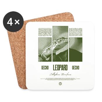 Leopard Gecko Reptile Keeper Streetwear - Untersetzer (4er-Set) - Weiß - Vorne