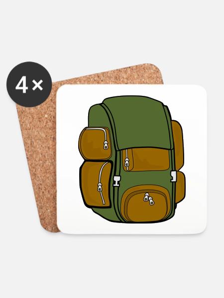 Rucksack - Untersetzer (4er-Set) - Weiß