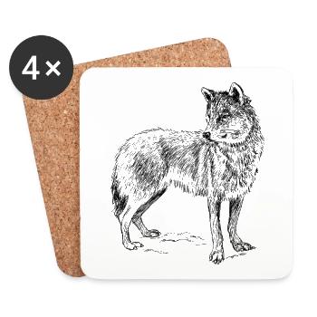 Wolf - Untersetzer (4er-Set) - Weiß - Vorne