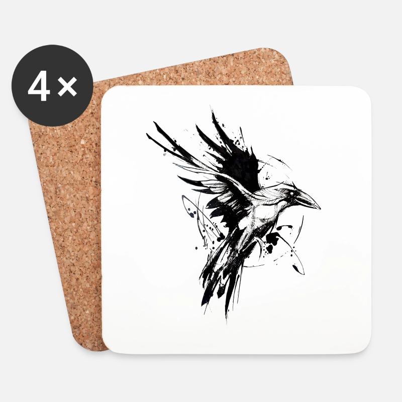 The Black Raven - Untersetzer (4er-Set) - Weiß