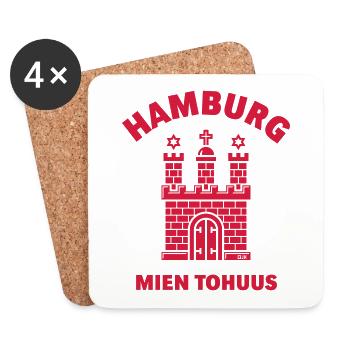 Hamburg Wappen – Mien Tohuus (Plattdeutsch) - Untersetzer (4er-Set) - Weiß - Vorne