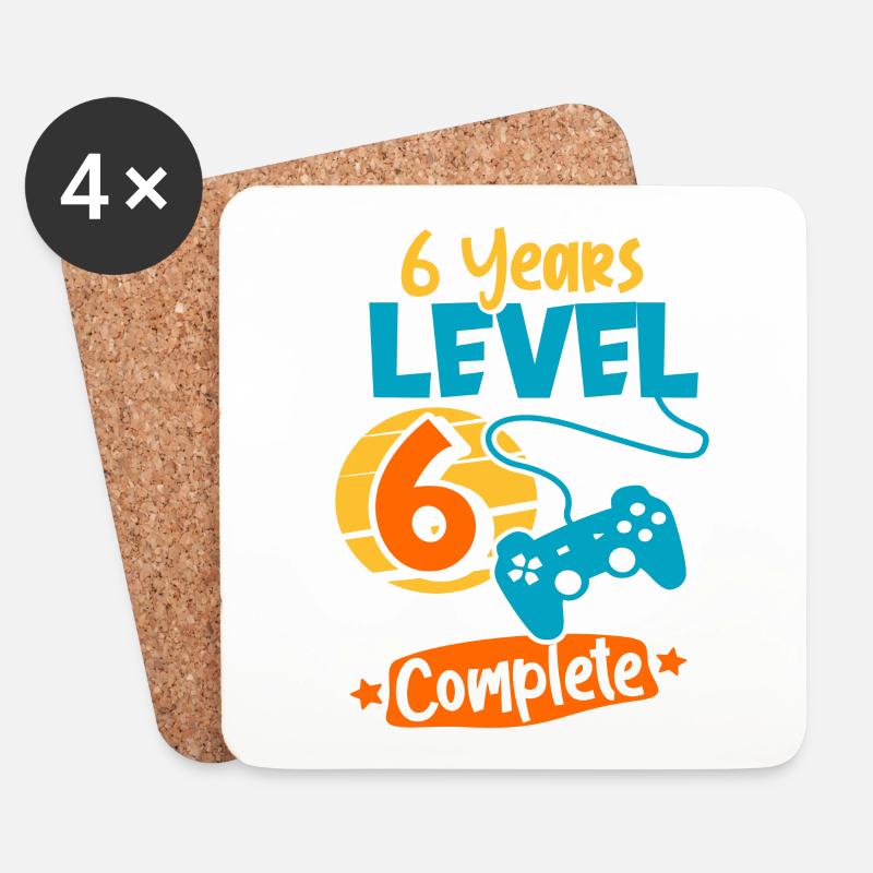 6. Geburtstag 6 Jahre Level 6 Complete Geschenk - Untersetzer (4er-Set) - Weiß