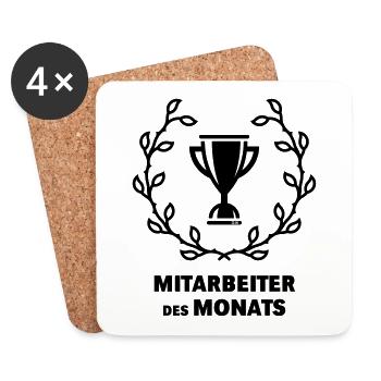 Mitarbeiter Des Monats (Emblem / Auszeichnung) - Untersetzer (4er-Set) - Weiß - Vorne