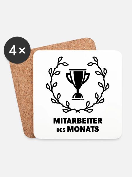 Mitarbeiter Des Monats (Emblem / Auszeichnung) - Untersetzer (4er-Set) - Weiß