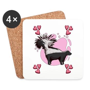 Stinktier Skunk Heart Design - Untersetzer (4er-Set) - Weiß - Vorne