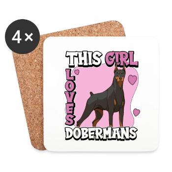 Doberman This Girl Loves Dobermans - Dessous de verre (lot de 4) - blanc - Devant