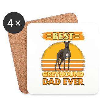 Lévrier Best Greyhound Papa Ever - Dessous de verre (lot de 4) - blanc - Devant