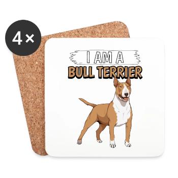 Bullterrier I Am A Bull Terrier - Dessous de verre (lot de 4) - blanc - Devant