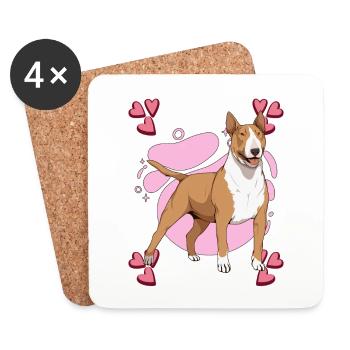 Bullterrier Bull Terrier Heart Design - Dessous de verre (lot de 4) - blanc - Devant