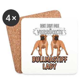 Bullmastiff Ich bin die verrückte Bullmastiff Lady - Untersetzer (4er-Set) - Weiß - Vorne