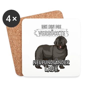 Neufundländer Die verrückte Neufundländer Lady - Untersetzer (4er-Set) - Weiß - Vorne