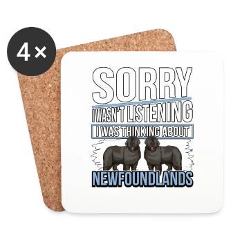 Terre-Neuve I Quoi Thinking About Newfoundlands - Dessous de verre (lot de 4) - blanc - Devant