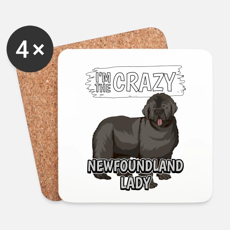 Neufundländer I'm The Crazy Newfoundland Lady - Untersetzer (4er-Set) - Weiß