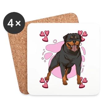 Rottweiler Heart Design - Coasters (set of 4) - white - Front