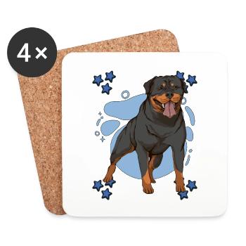 Rottweiler Blue Design - Coasters (set of 4) - white - Front