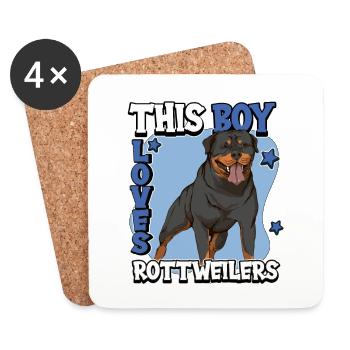 Rottweiler This Boy Loves Rottweilers - Untersetzer (4er-Set) - Weiß - Vorne