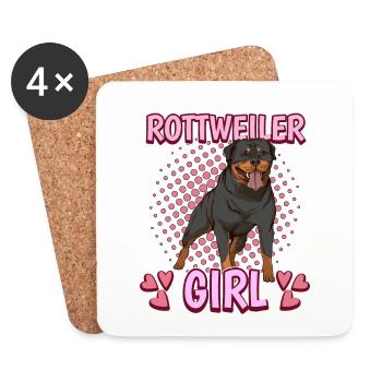 Rottweiler Girl - Dessous de verre (lot de 4) - blanc - Devant